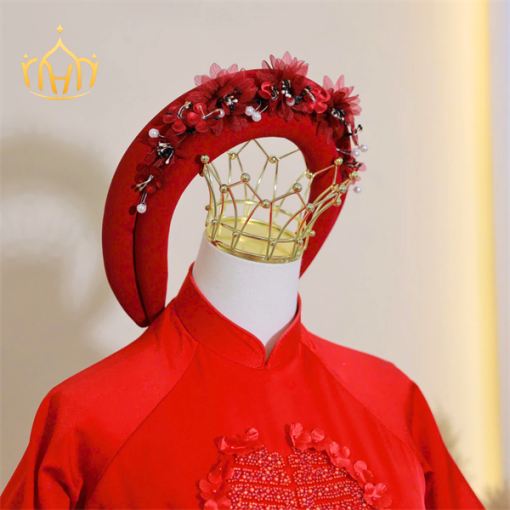 Mấn Vải Áo Dài Cô Dâu Màu Đỏ - Hình ảnh 2