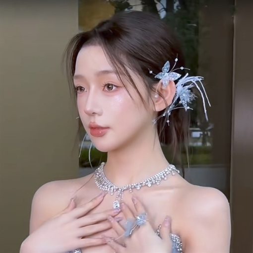Cài Hồ Điệp Đính Đá Mix Lông Vũ - Hình ảnh 3