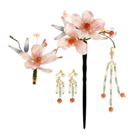 Set Trâm 3 Món Kèm Bông Tai, Trâm Cài Tóc Cô Dâu, Trâm Áo Dài, Phụ Kiện Cưới - Hình ảnh 3