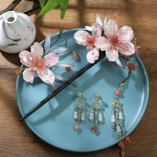 Set Trâm 3 Món Kèm Bông Tai, Trâm Cài Tóc Cô Dâu, Trâm Áo Dài, Phụ Kiện Cưới - Hình ảnh 2