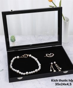 Hộp Đựng Đồ Trang Sức Chất Liệu Da Màu Đen Kích Thước 35cm x 24cm x 4,5cm