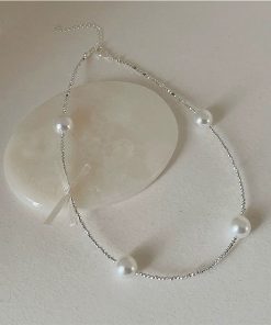 Vòng Cổ Đá Mix Hạt Trai Đính Nơ