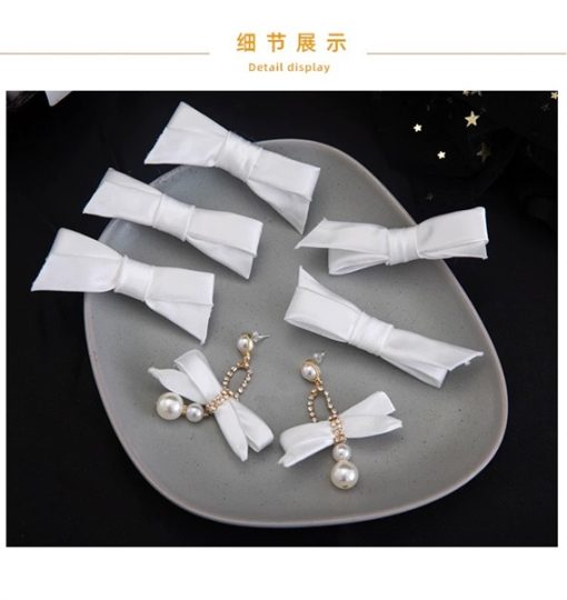 Set 5 Nơ Trắng Kèm Bông Tai - Hình ảnh 2