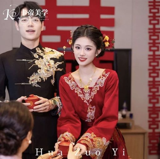 Set Trâm Hoa Đỏ Mix Lá Phale Kèm Bông Tai - Hình ảnh 4