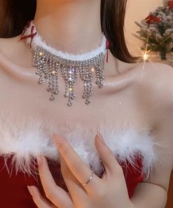 Vòng Cổ Lông Vũ Mix Đá Đính Nơ
