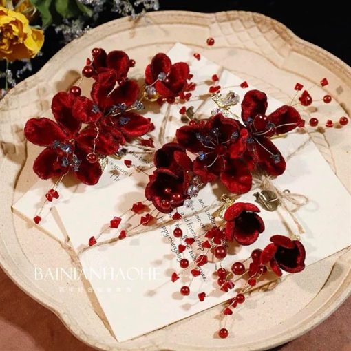 Set 3 Món Hoa Đỏ Nhung Nhụy Phale Xanh - Hình ảnh 2