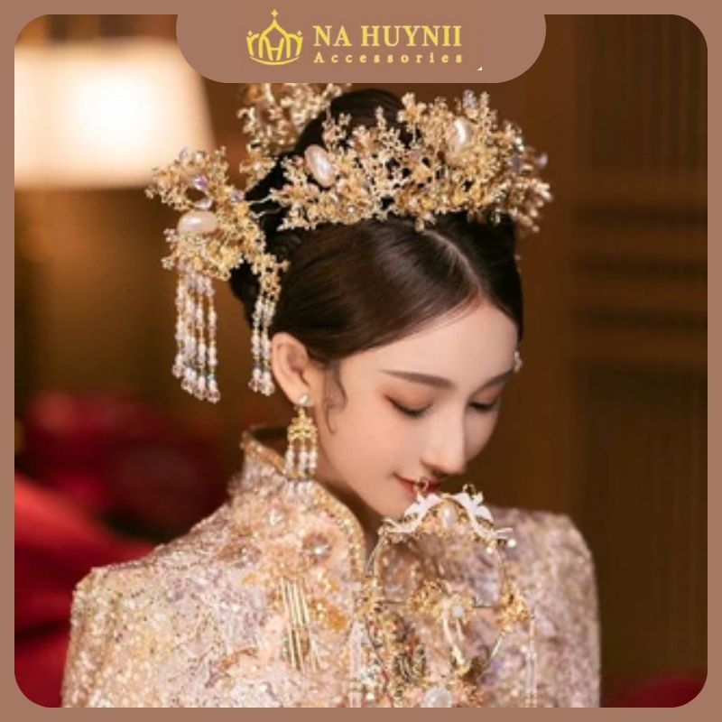 Phụ kiện cài tóc cô dâu cổ trang xinh lung linh