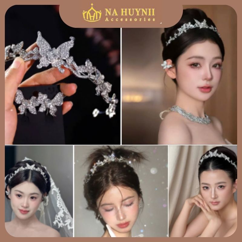 Phụ kiện cô dâu vương miện, cài tóc định hình phong cách sang trọng và tinh tế.
