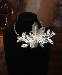 Vòng Cổ Đính Hoa Dành Cho Cô Dâu, Choker Hoa, Phụ Kiện Cưới - Dây Phale Hoa Voan Ren