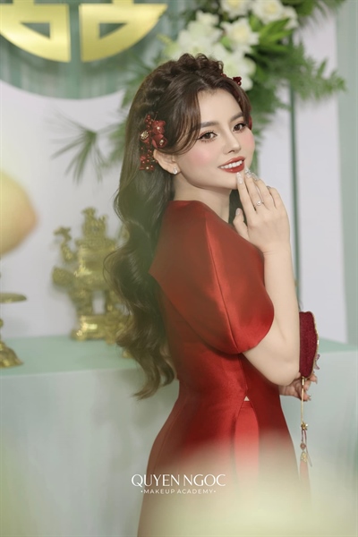 Set 3 Món Kẹp Hoa Kèm Bông Tai - Đỏ - Hình ảnh 3