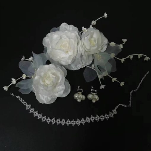 Set Hoa Mẫu Đơn Kèm Choker Bông Tai -