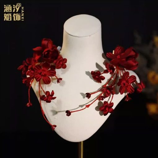 Set 2 Kẹp Hoa Màu Đỏ - Hoa Hồng Mix Hoa 5 Cánh - Hình ảnh 3