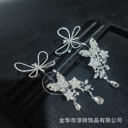 Cài Móc Vành Tai - Chuồn Chuồn Mix Hồ Điệp Tua Rua Đá