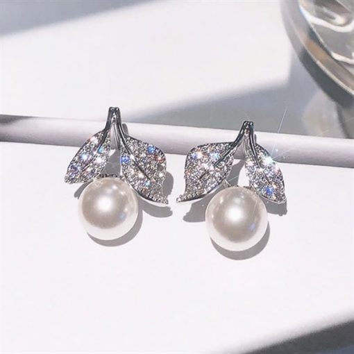 Bông Tai Đá Mix Hạt Trai Phụ Kiện Cưới - 13 - Hình ảnh 3
