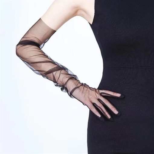 Găng Tay Voan Dài 55cm - voan đen