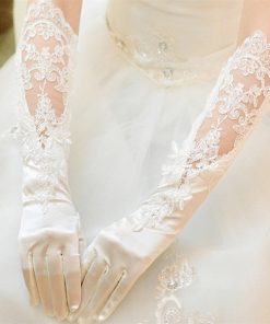 Găng Tay Lửng Phi Trắng Mix Ren -