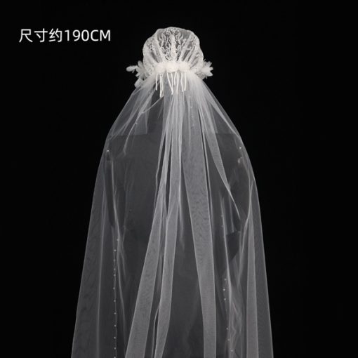 MŨ VOAN ĐÍNH REN HOA VIỀN HẠT TRAI ĐÍNH HOA HỒNG 162CM PHỤ KIỆN CÔ DÂU PHỤ KIỆN CHỤP HÌNH - - Hình ảnh 3