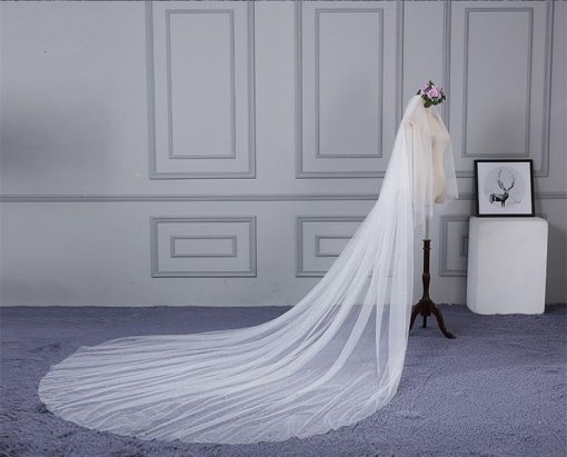 VOAN DÀI ĐÍNH HẠT TRAI 2 LỚP 80CMx300CM VOAN LÚP CÔ DÂU MÀU TRẮNG - - Hình ảnh 2