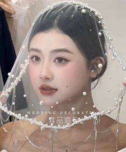 Voan Che Mặt - Viền Hạt Trai