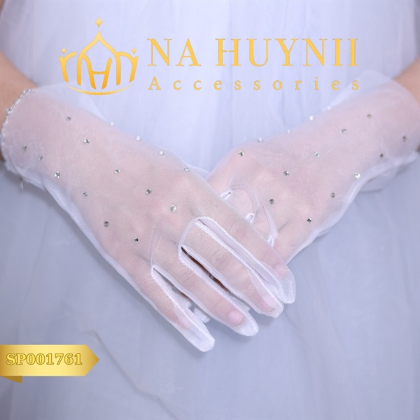GĂNG TAY NGẮN ĐÍNH ĐÁ PHỤ KIỆN CƯỚI PHỤ KIỆN CÔ DÂU -