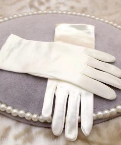 Găng Tay Phi Bóng Satin Trơn - Ngắn Trắng