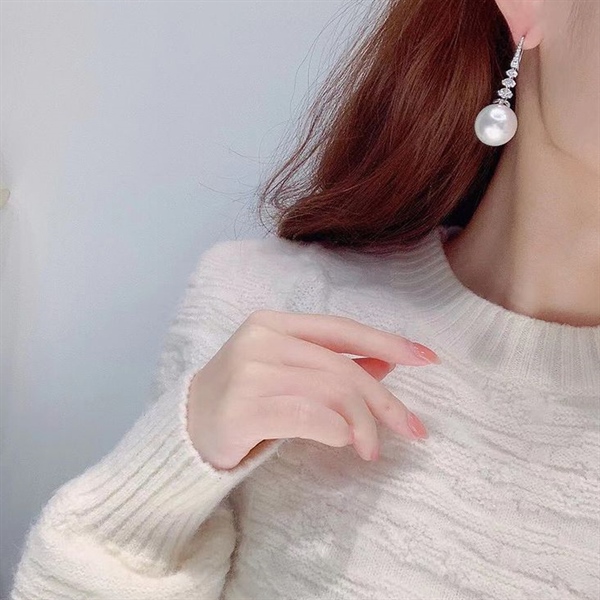 Bông Tai Đá Mix Hạt Trai Phụ Kiện Cưới - 8