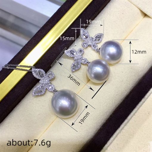 Bông Tai Đá Mix Hạt Trai Phụ Kiện Cưới - 19 - Hình ảnh 2