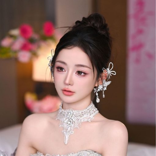 Cài Móc Vành Tai - Chuồn Chuồn Mix Hồ Điệp Tua Rua Đá - Hình ảnh 3