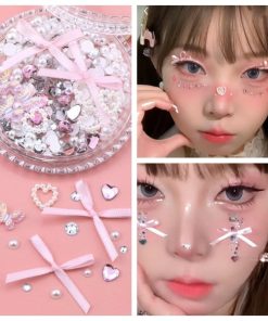 Đá Nơ Đính Mặt Và Tóc - Đá Và Nơ Hồng