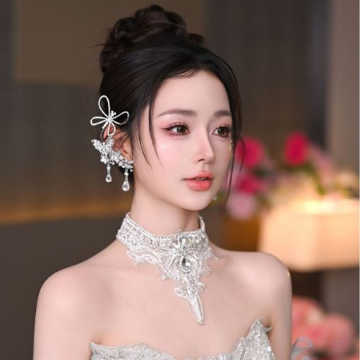 Cài Móc Vành Tai - Chuồn Chuồn Mix Hồ Điệp Tua Rua Đá - Hình ảnh 2