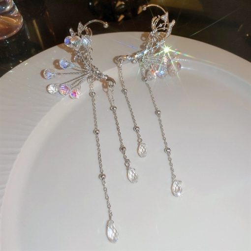 Cài Móc Vành Tai - Móc Vành Tai Hồ Điệp Mix Đá Pha Lê Tua Rua - Hình ảnh 4