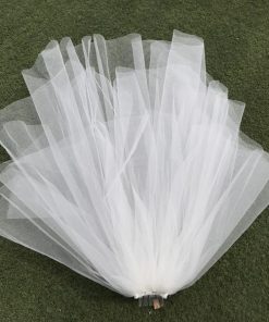 VOAN TRƠN PHỒNG 3 TẦNG 50CMx70CMx90CM VOAN LÚP CÔ DÂU MÀU TRẮNG ÁNH XANH -