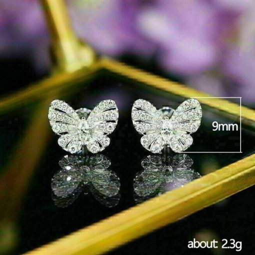 Bông Tai Đá, Bông Tai Cô Dâu, Bông Tai Concept, Phụ Kiện Cưới Cô Dâu - Bươm Bướm - Hình ảnh 4
