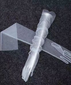 Găng Tay Voan Dài 55cm - voan trắng