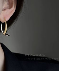 Bông Tai To Màu Trắng Bạc, Bông Tai Cô Dâu, Bông Tai Concept - Bông Tai Nửa Vòng Tròn Treo Trước Sau Kim Loại Phụ Kiện Cưới