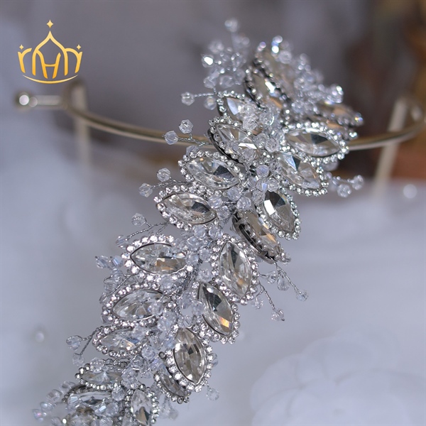 Băng Đô Đá Phụ Kiện Cài Tóc Cô Dâu - Line Lớn - Hình ảnh 3