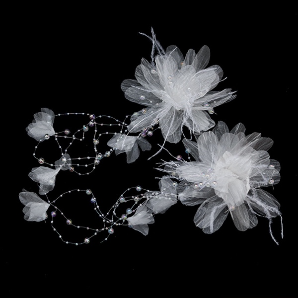 Set Hoa Voan Tua Rua Mix Pha Lê - Trắng - Hình ảnh 2