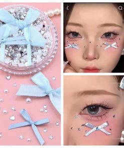 Đá Nơ Đính Mặt Và Tóc - Đá Và Nơ Xanh