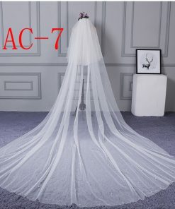 VOAN DÀI ĐÍNH HẠT TRAI 2 LỚP 80CMx300CM VOAN LÚP CÔ DÂU MÀU TRẮNG -