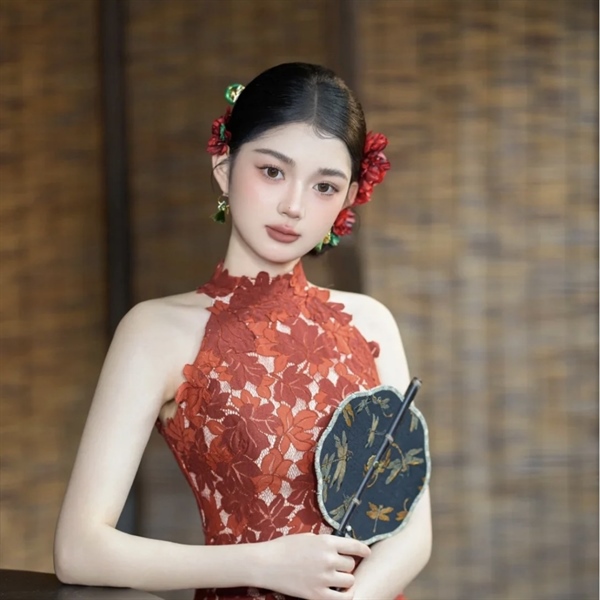 Set 3 Món Trâm Cài Hoa Giấy - Đỏ - Hình ảnh 4