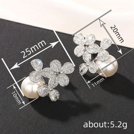 Bông Tai Đá Mix Hạt Trai Phụ Kiện Cưới - 14 - Hình ảnh 2