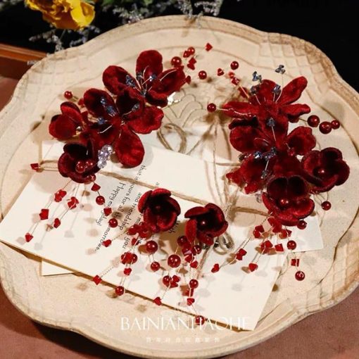 Set 3 Món Hoa Đỏ Nhung Nhụy Phale Xanh - - Hình ảnh 4