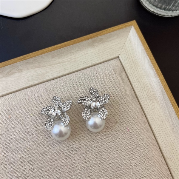 Bông Tai Đá Mix Hạt Trai Phụ Kiện Cưới - 12