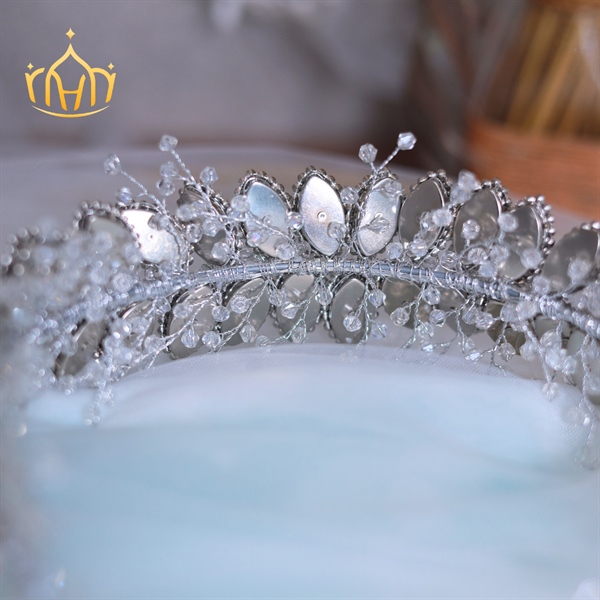 Băng Đô Đá Phụ Kiện Cài Tóc Cô Dâu - Line Lớn - Hình ảnh 5