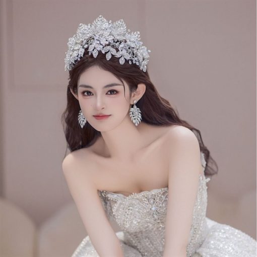 Vương Miện Đá Cao Cấp 2 in 1 Kèm Bông Tai - - Hình ảnh 3