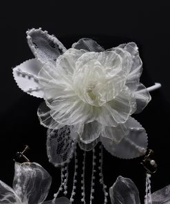 Vòng Cổ Đính Hoa Dành Cho Cô Dâu, Choker Hoa, Phụ Kiện Cưới - Dây Vải Đính Hoa Voan Tua Rua