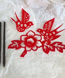 Set Trâm Chim Én Giấy Cắt Đỏ, Phụ Kiện Cô Dâu Màu Đỏ, Phụ Kiện Cưới - Không Bông Tai