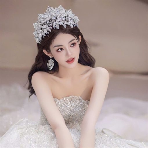 Vương Miện Đá Cao Cấp 2 in 1 Kèm Bông Tai - - Hình ảnh 2