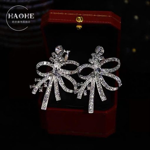 Bông Tai Đá To Cao Cấp, Bông Tai Concept - Nơ Đá - Hình ảnh 2