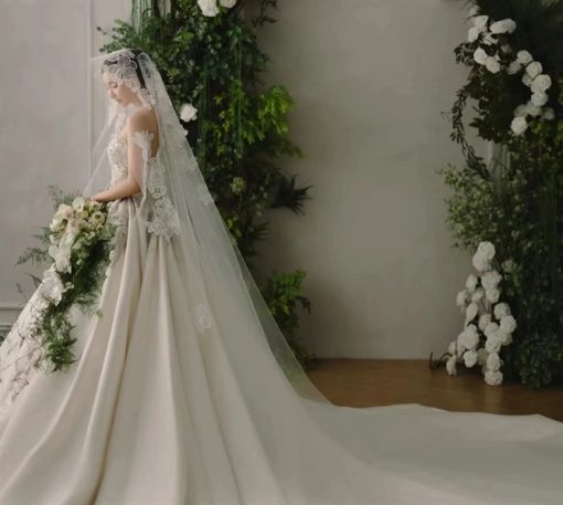 VOAN DÀI KẾT HOA REN VOAN LÚP CÔ DÂU MÀU TRẮNG 300CM x 350CM - - Hình ảnh 3